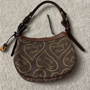 Dooney & Bourke Tan Heart Pattern Shoulder Bag